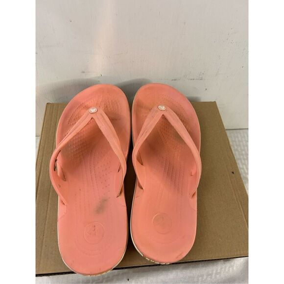 Crocs size 9 flip flop sandals  peach pink (smudges ) - Picture 3 of 7